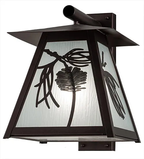 14"W Scotch Pine Home Security Outdoor Wall Sconce