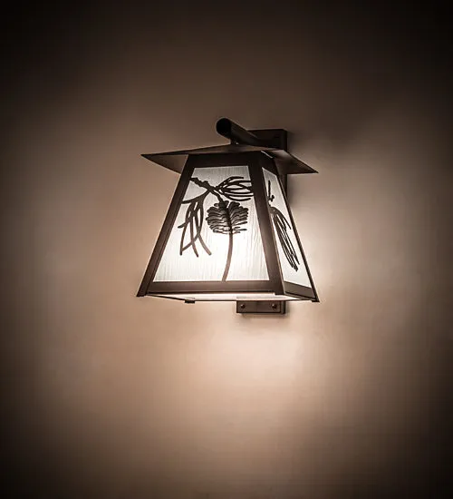 14"W Scotch Pine Home Security Outdoor Wall Sconce