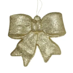 16" Gold Glittered Battery-Operated Lighted LED Bow Christmas Decoration