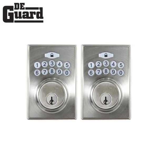 2 x Electronic Keypad Keyed Deadbolt - Grade 3 - Satin Stainless Steel - (KW1) (Bundle of 2)