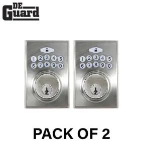 2 x Electronic Keypad Keyed Deadbolt - Grade 3 - Satin Stainless Steel - (KW1) (Bundle of 2)