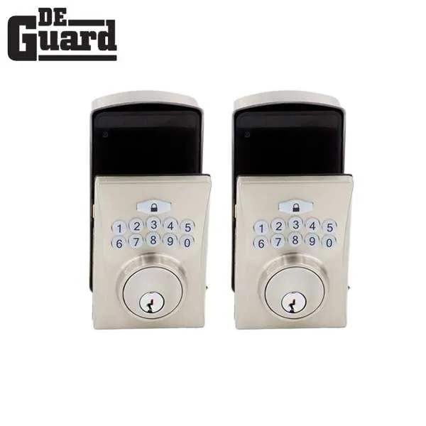 2 x Electronic Keypad Keyed Deadbolt - Grade 3 - Satin Stainless Steel - (KW1) (Bundle of 2)