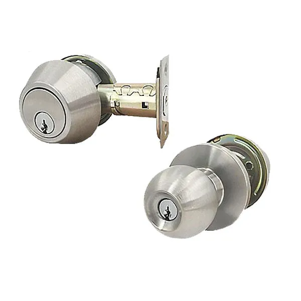 4 x Premium Commercial Combo Lock Set w/ Knob & Deadbolt – 26D Silver – SC4 Keyway – Grade 2 (Pack of 4)