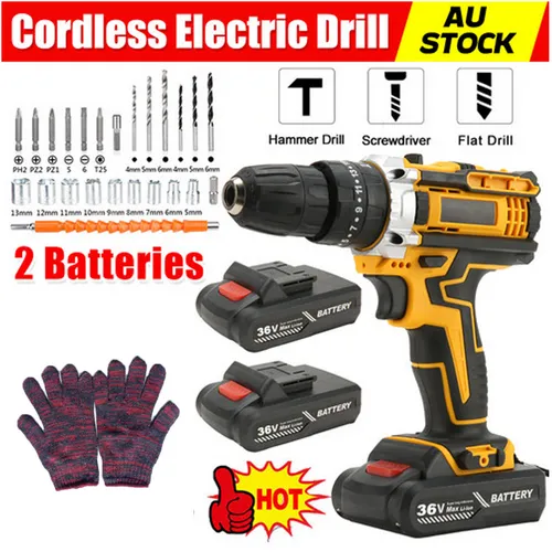 48V Heavy Duty Cordless Drill Kit, 28Nm Torque, 2 Batteries