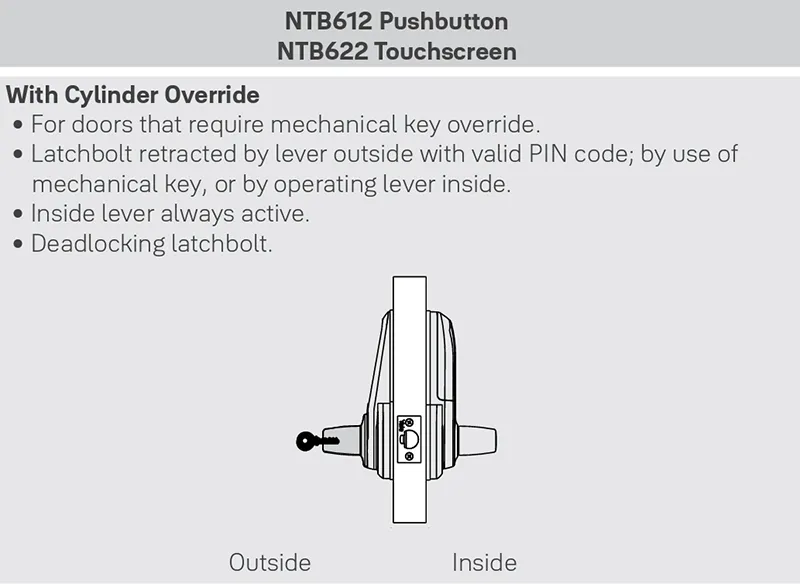 Accentra (Yale) AU-NTB612-NR Nextouch Pushbutton Keypad Cylindrical Lock