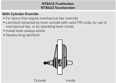 Accentra (Yale) B-AU-NTB622-NR Nextouch Capacitive Touchscreen Keypad Cylindrical Lock, SFIC Prep
