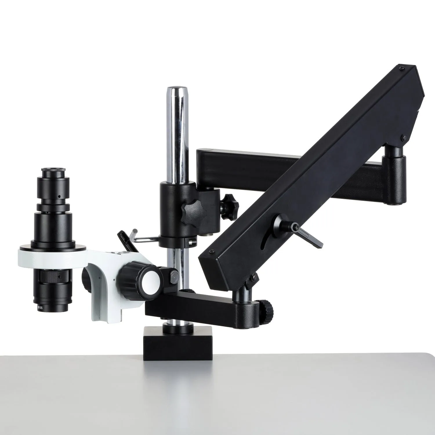AmScope H800 Series Zoom Digital Inspection Monocular Stereo Microscope 0.7X-5X Magnification on Articulating Arm with Pillar