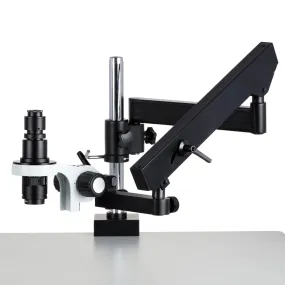 AmScope H800 Series Zoom Digital Inspection Monocular Stereo Microscope 0.7X-5X Magnification on Articulating Arm with Pillar