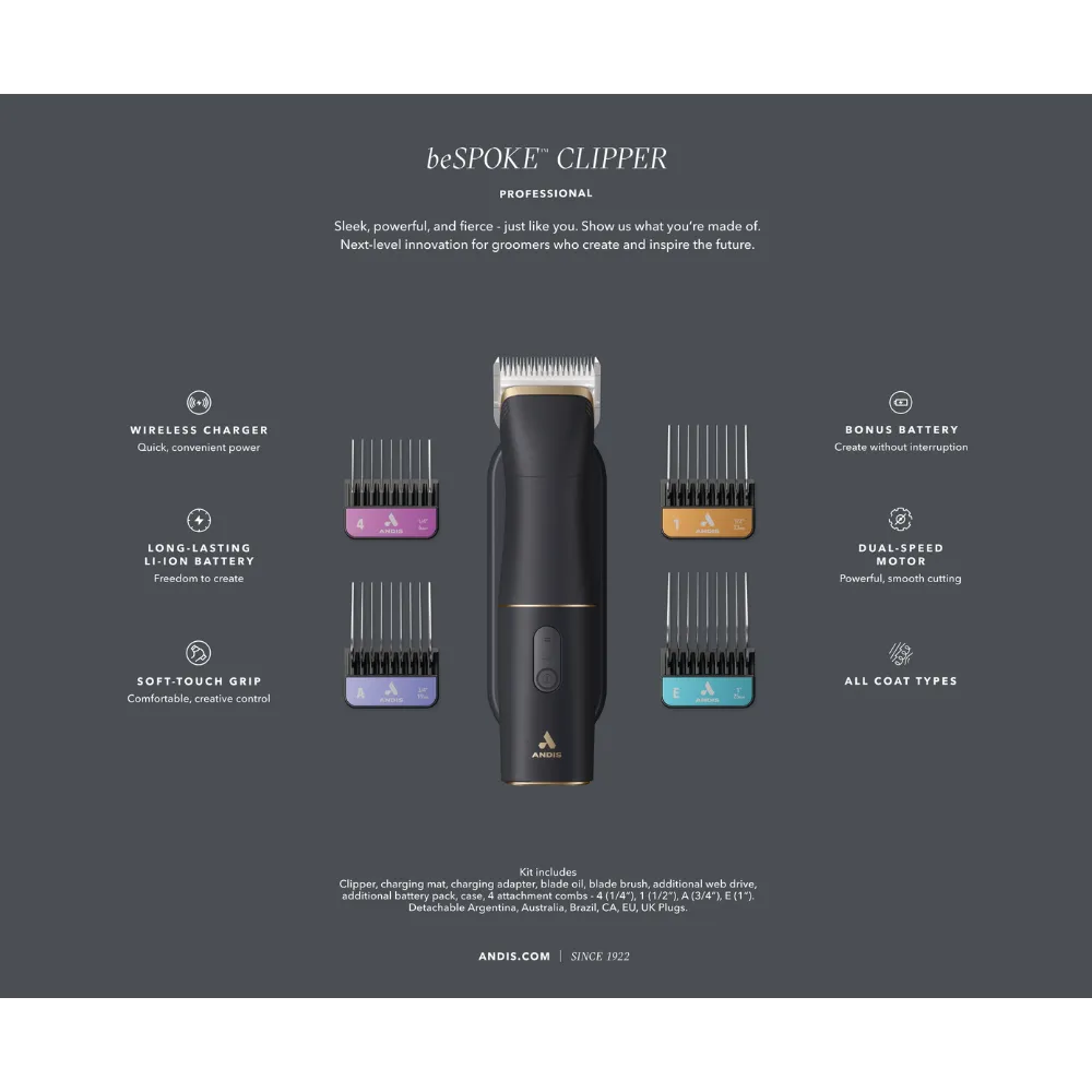 Andis beSPOKE Cordless Clipper - with 2 Batteries and Case