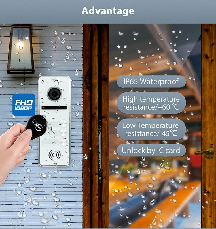 Anjielo Smart Screen 7 inch Touch button 1080P with 2-door Doorbell Night Vision Video Doorphone For Home Villa Apartment