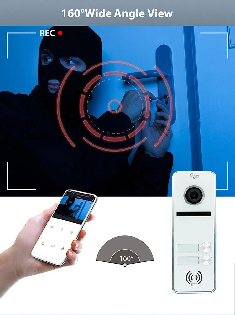 Anjielo Smart Screen 7 inch Touch button 1080P with 2-door Doorbell Night Vision Video Doorphone For Home Villa Apartment