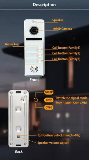 Anjielo Smart Touch Monitor 7 inch 2-door or 3-door Doorbell Video intercom For Apartment