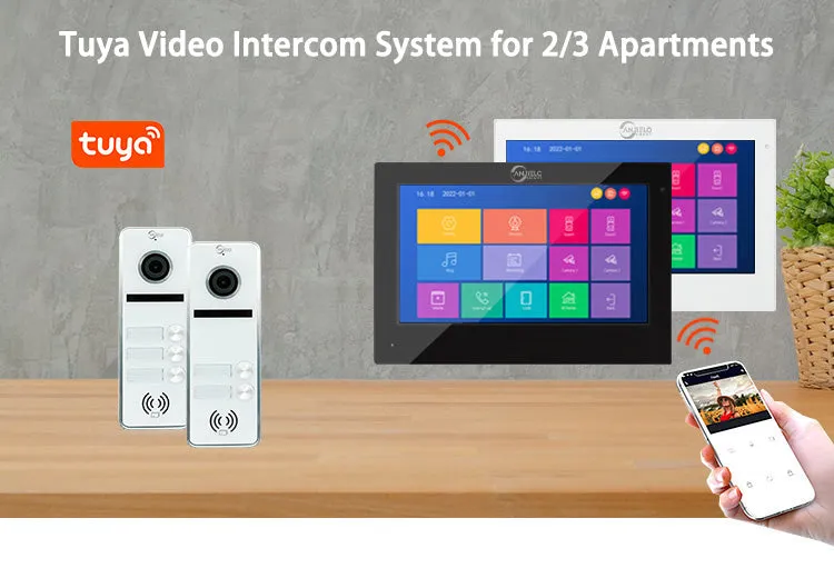Anjielo Smart Touch Monitor 7 inch 2-door or 3-door Doorbell Video intercom For Apartment