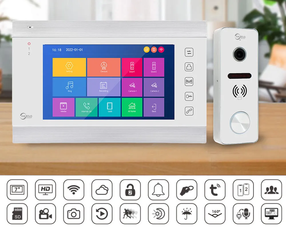 Anjielosmart 1080p 7 Inch Video Intercom Smart Home Security Protection Handsfree Smart Home Waterproof Doorbell Camera