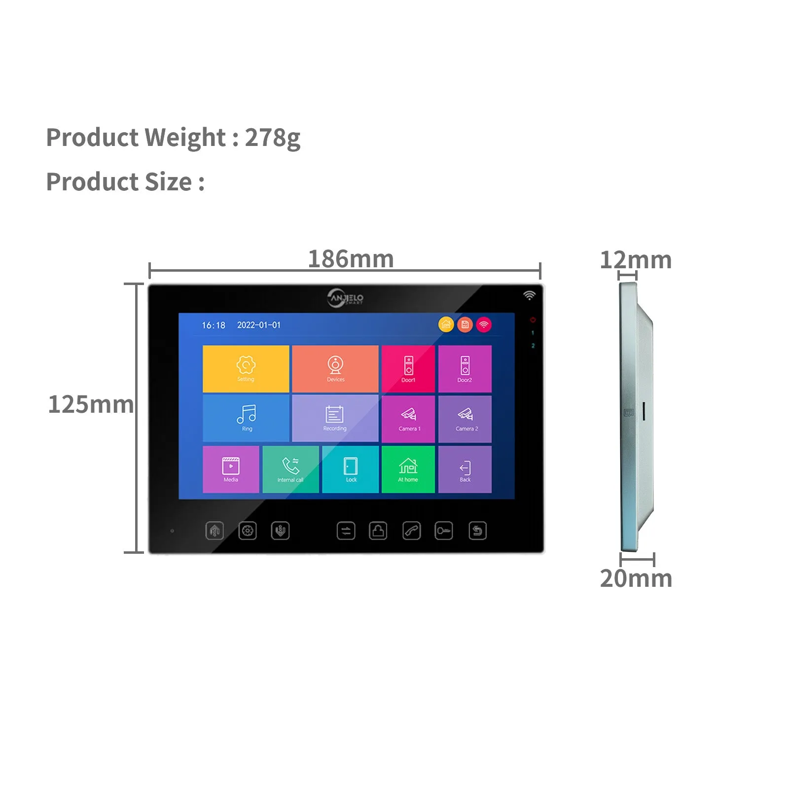 Anjielosmart 7 Inch Wireless Wifi Smart Home Video Door kit Intercom System with 1080p Monitor Rainproof Doorbell Camera