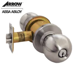 Arrow - RK Series Deadbolt - 2 3/8" Backset - Satin Stainless Steel - Entrance - Keyed Different - Grade 2