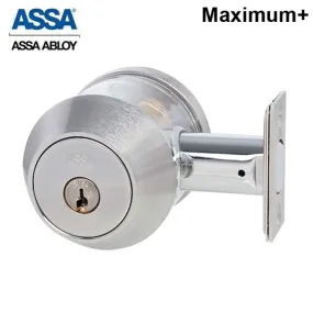 ASSA - 7000 Series - Maximum  - Single Cylinder Deadbolt with Security Guard - KA - 626 - Satin Chrome - Grade 1