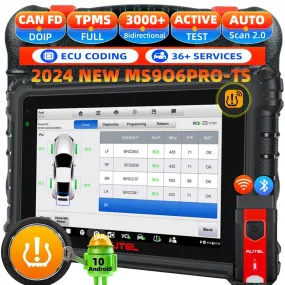 Autel MaxiSys MS906 Pro-TS Full System Diagnostic OBDII Scanner Tool 2024 Newer Up of MS906 Pro MS906BT MS906TS MK908, Top TPMS Diagnostic & ECU Coding, Active Test, 36  Service, Full TPMS, Auto Scan