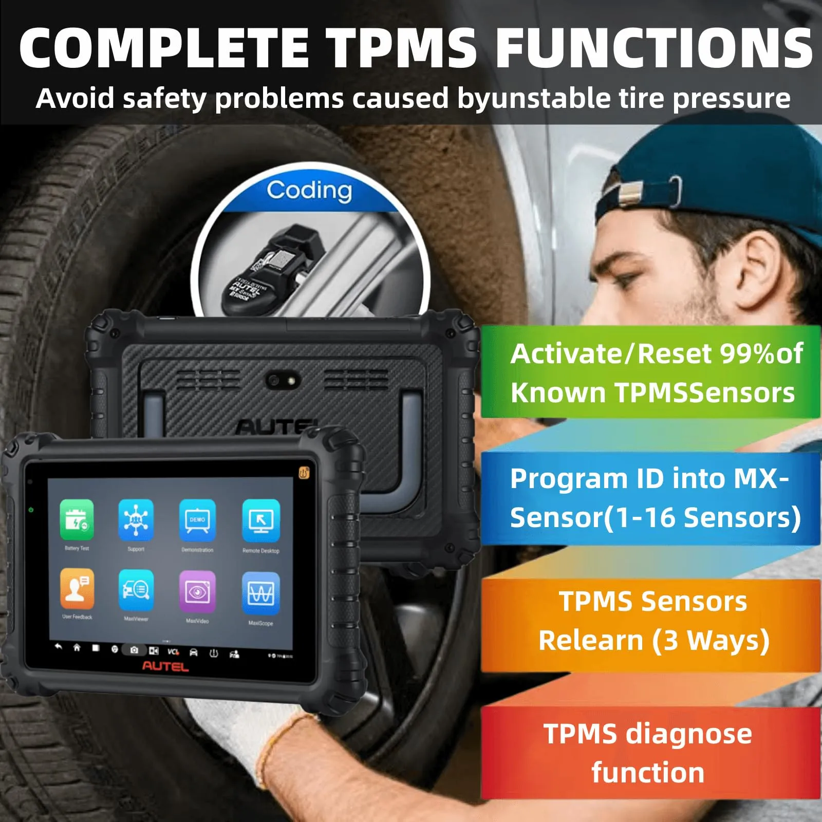 Autel MaxiSys MS906 Pro-TS Full System Diagnostic OBDII Scanner Tool 2024 Newer Up of MS906 Pro MS906BT MS906TS MK908, Top TPMS Diagnostic & ECU Coding, Active Test, 36  Service, Full TPMS, Auto Scan