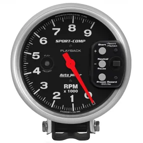 AutoMeter 3966 GAUGE; TACHOMETER; 5in.; 9K RPM; PEDESTAL W/RPM PLAYBACK; SPORT-COMP