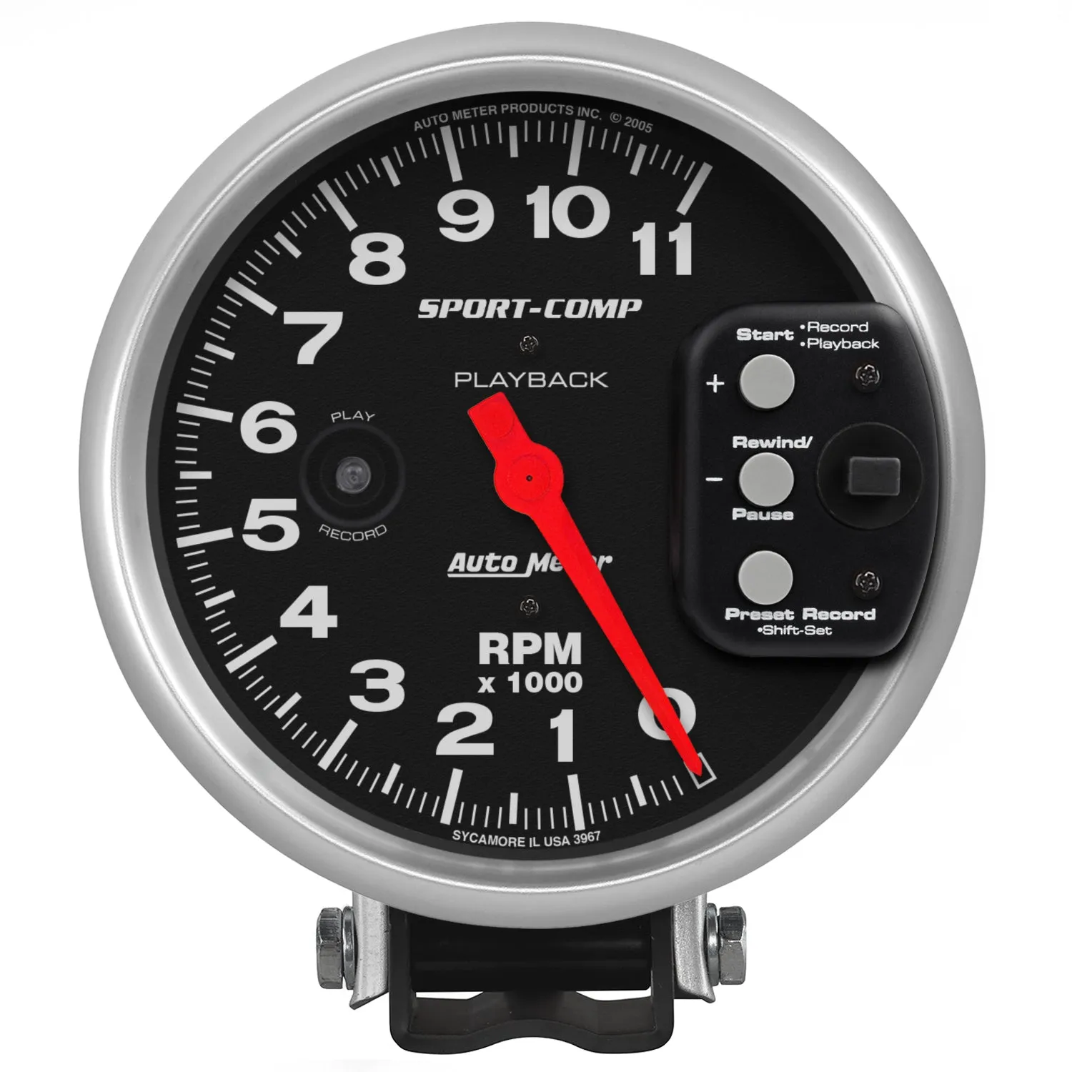 AutoMeter 3967 GAUGE; TACHOMETER; 5in.; 11K RPM; PEDESTAL W/RPM PLAYBACK; SPORT-COMP