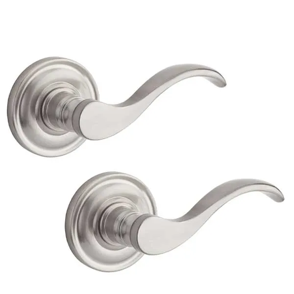 Baldwin Reserve - PS.CUR.TRR - Curve Lever Set - Traditional Round Rose - 150 - Satin Nickel - Passage - Grade 2 - RH