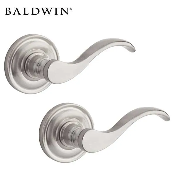 Baldwin Reserve - PS.CUR.TRR - Curve Lever Set - Traditional Round Rose - 150 - Satin Nickel - Passage - Grade 2 - RH