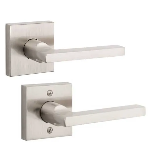 Baldwin Reserve - PS.SQU.CSR - Contemporary Square Lever Set - Square Rose - 150 - Satin Nickel - Passage - Grade 2 - LH