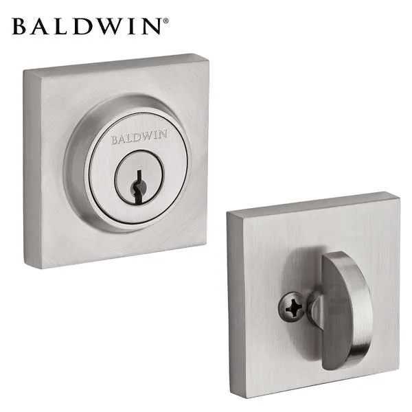 Baldwin Reserve - SC.CSD - Contemporary Square Deadbolt - Singl Cyl - 150 - Satin Nickel - Grade 2