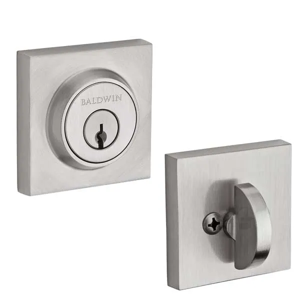 Baldwin Reserve - SC.CSD - Contemporary Square Deadbolt - Singl Cyl - 150 - Satin Nickel - Grade 2