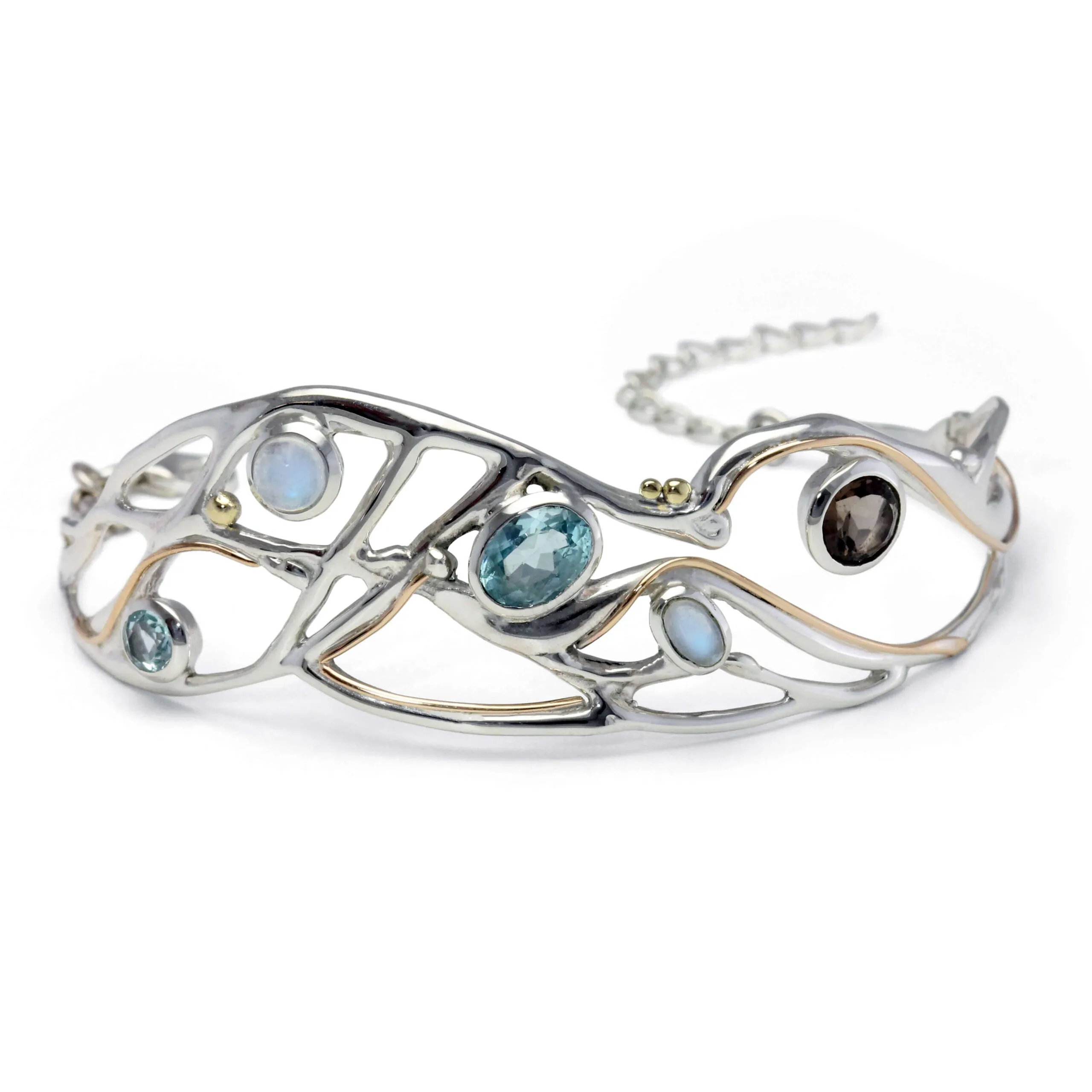 Banyan Smokey Quartz, Blue Topaz & Moonstone Bangle