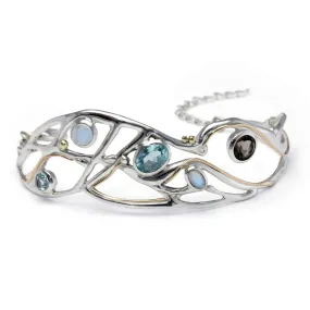Banyan Smokey Quartz, Blue Topaz & Moonstone Bangle