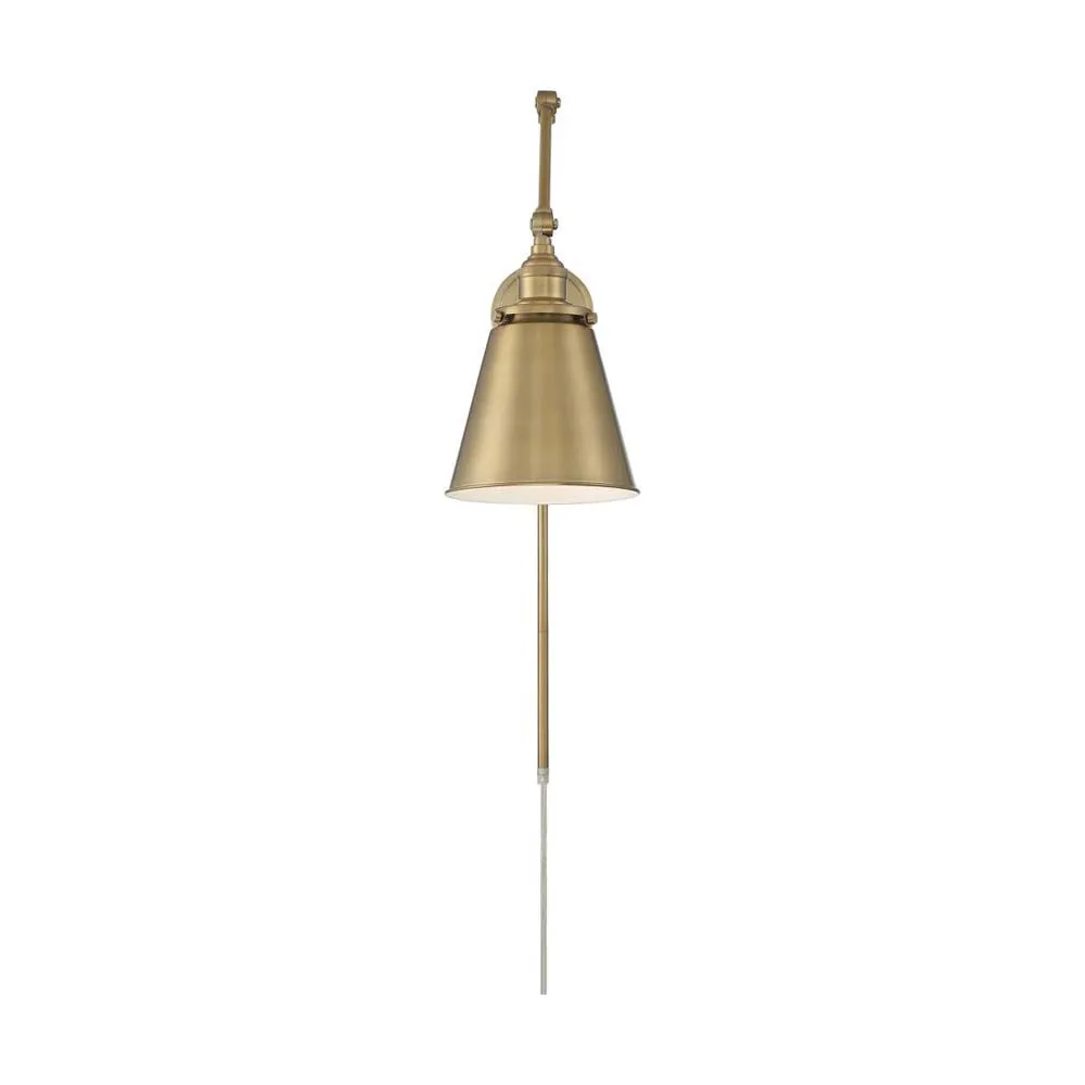 Bayard Swing Arm Lamp Burnished Brass w/ Switch 120v