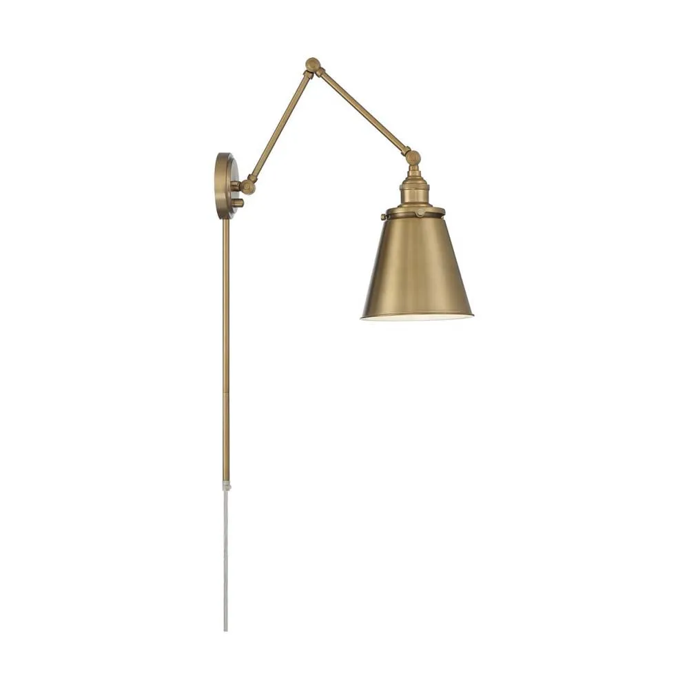 Bayard Swing Arm Lamp Burnished Brass w/ Switch 120v