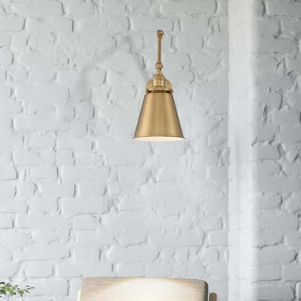 Bayard Swing Arm Lamp Burnished Brass w/ Switch 120v