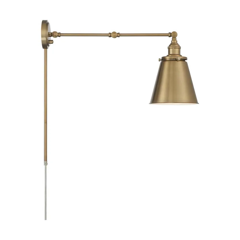 Bayard Swing Arm Lamp Burnished Brass w/ Switch 120v