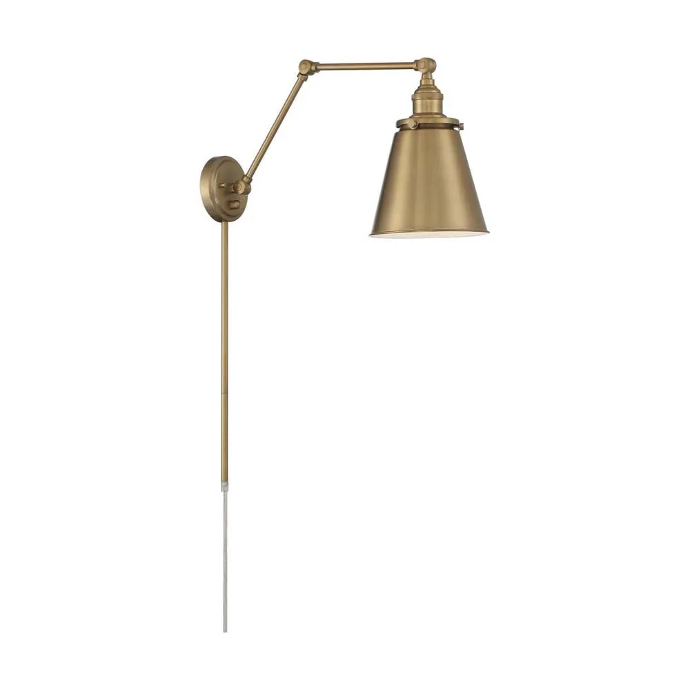 Bayard Swing Arm Lamp Burnished Brass w/ Switch 120v