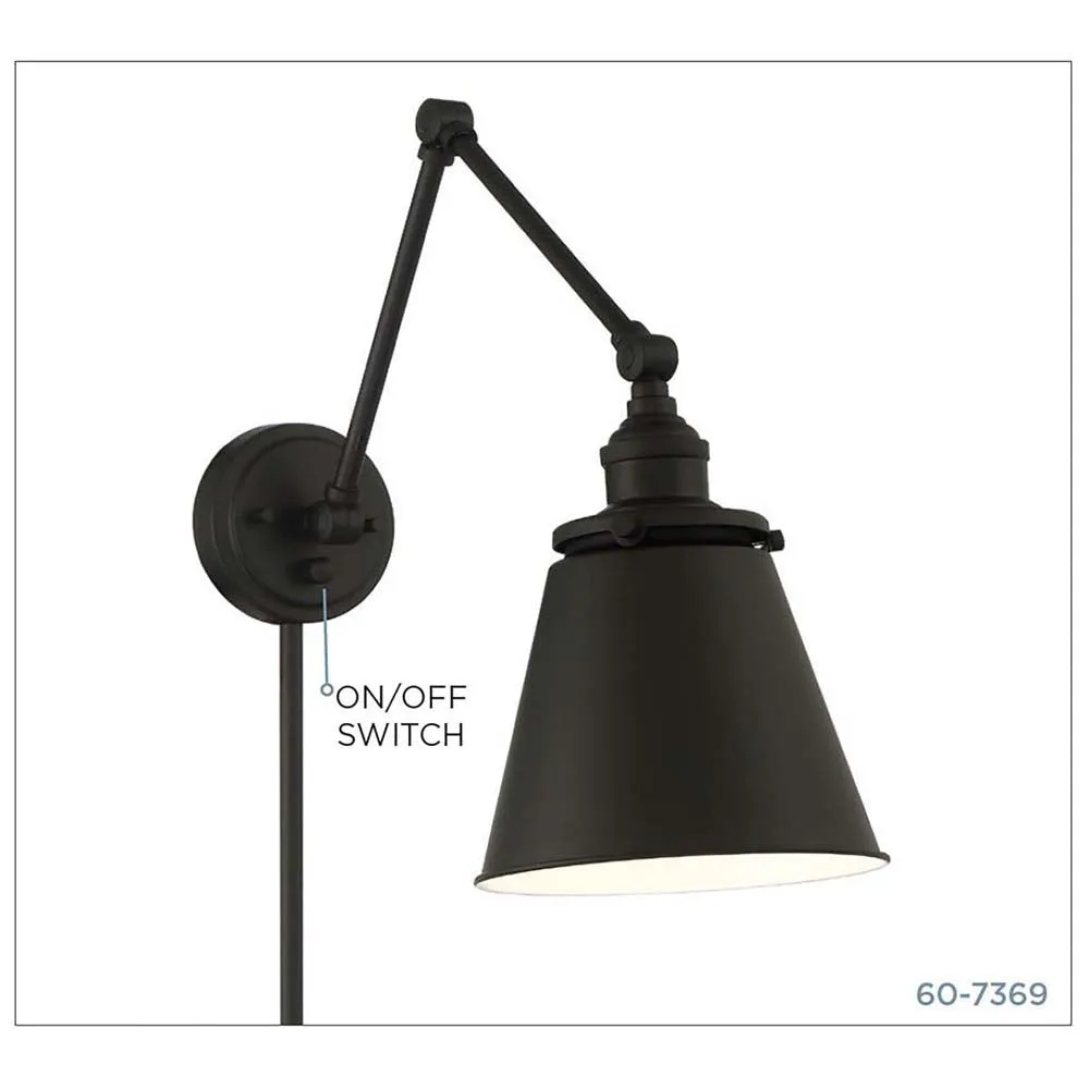 Bayard Swing Arm Lamp Matte Black w/ Switch 120v