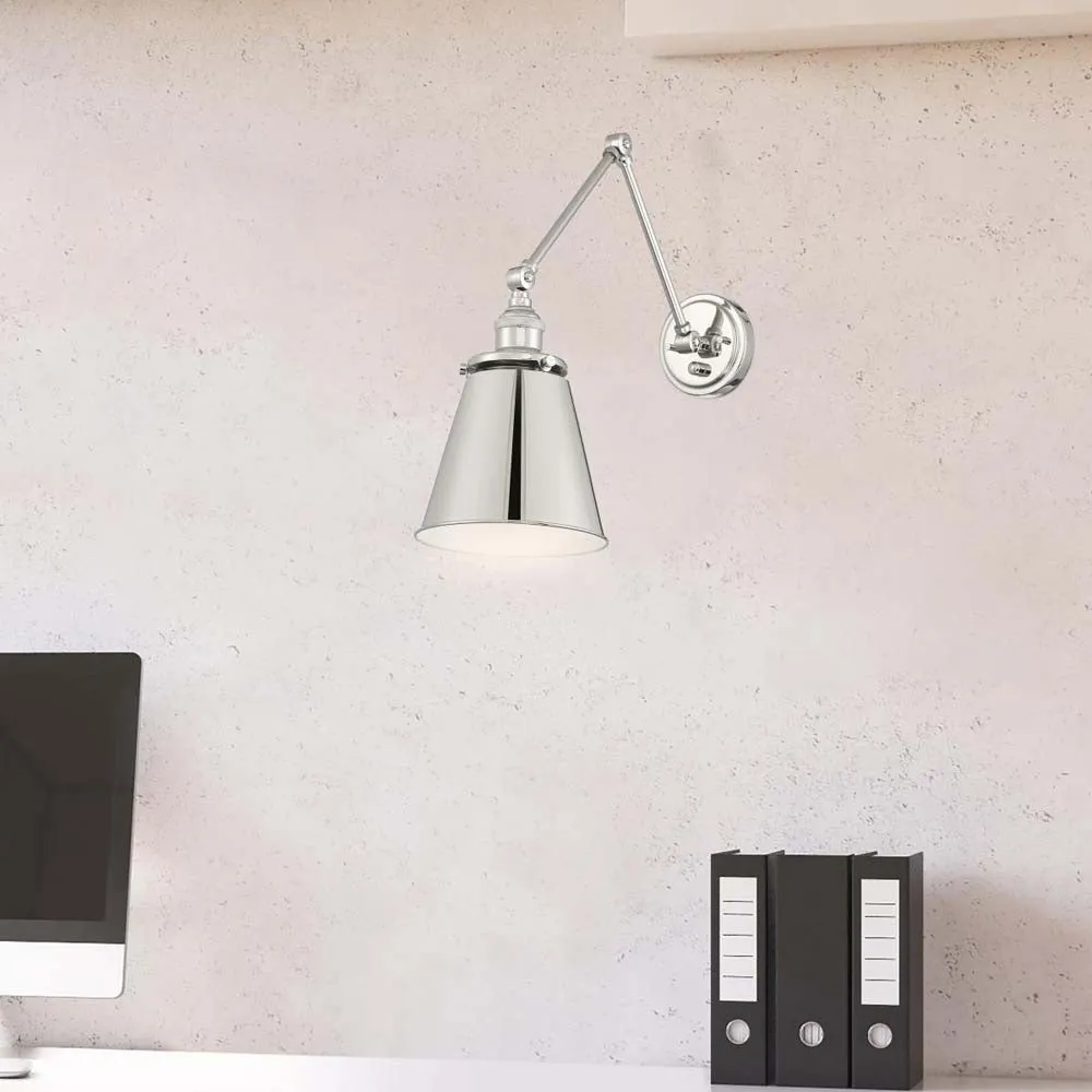Bayard Swing Arm Lamp Polished Nickel w/ Switch 120v