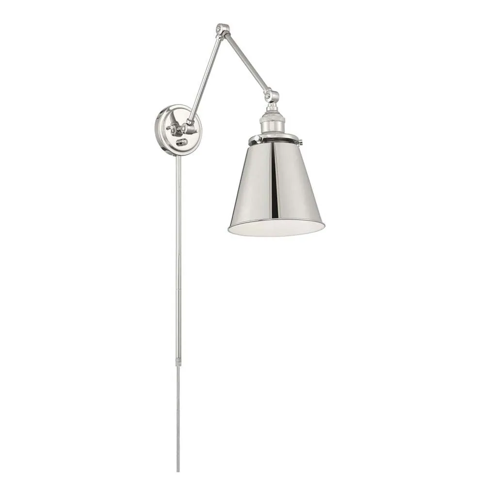 Bayard Swing Arm Lamp Polished Nickel w/ Switch 120v