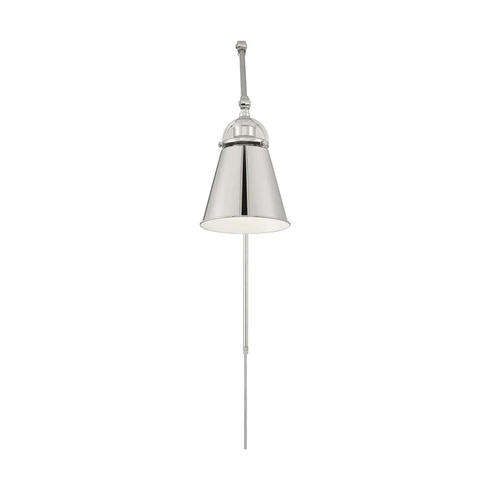 Bayard Swing Arm Lamp Polished Nickel w/ Switch 120v