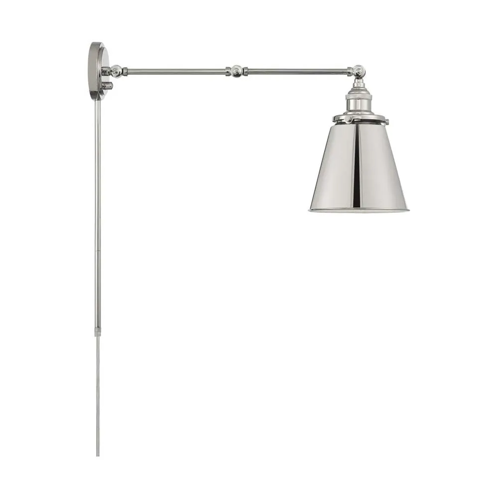 Bayard Swing Arm Lamp Polished Nickel w/ Switch 120v