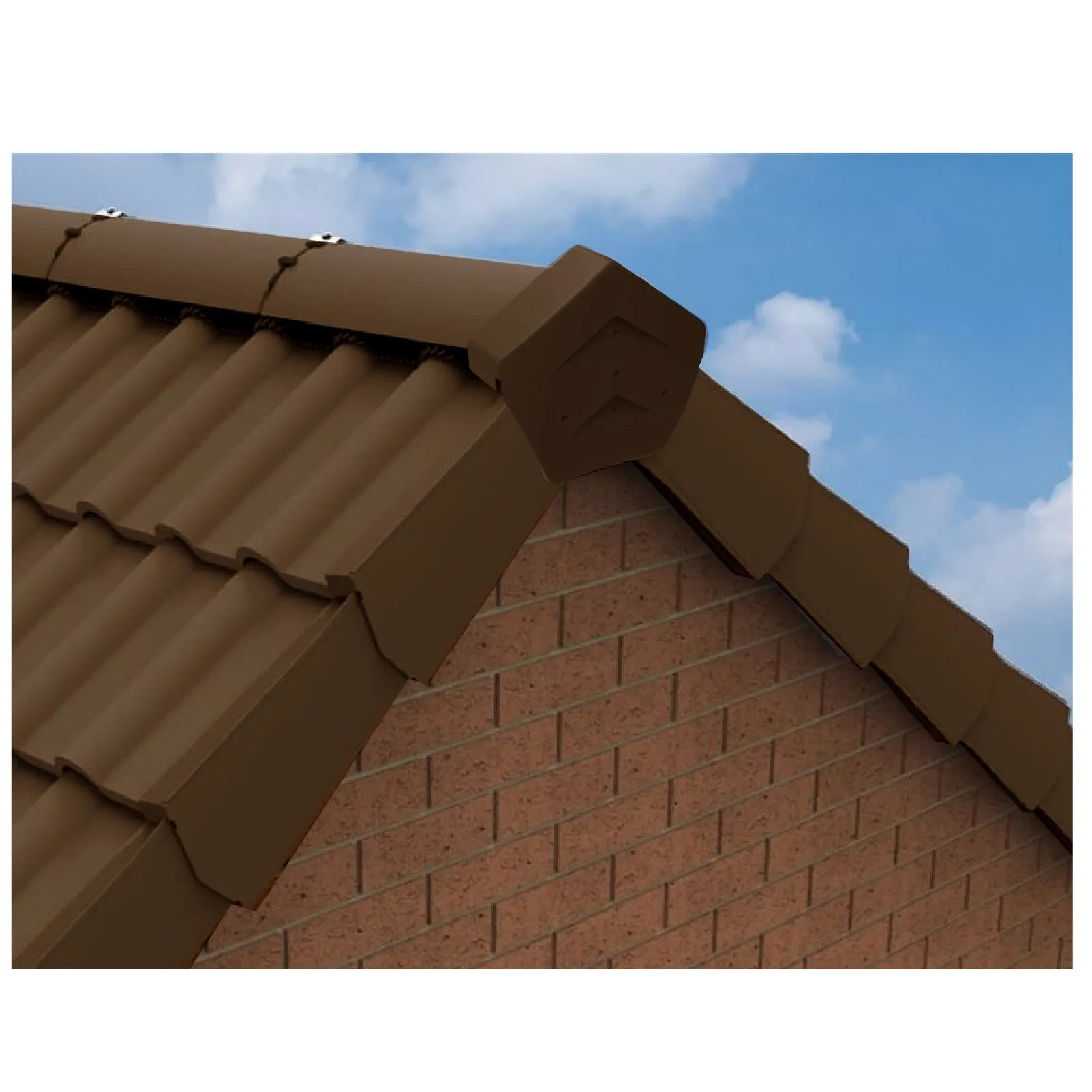 Brown Angled Ridge End Cap for Dry Verge Systems