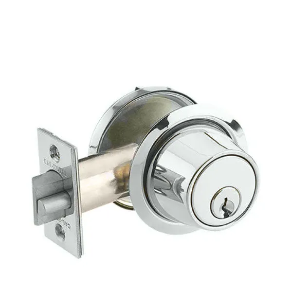 Cal-Royal - Single Cylinder Deadbolt - Standard Duty - Gate Latch - Satin Chrome - Grade 2