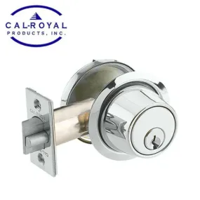 Cal-Royal - Single Cylinder Deadbolt - Standard Duty - Gate Latch - Satin Chrome - Grade 2