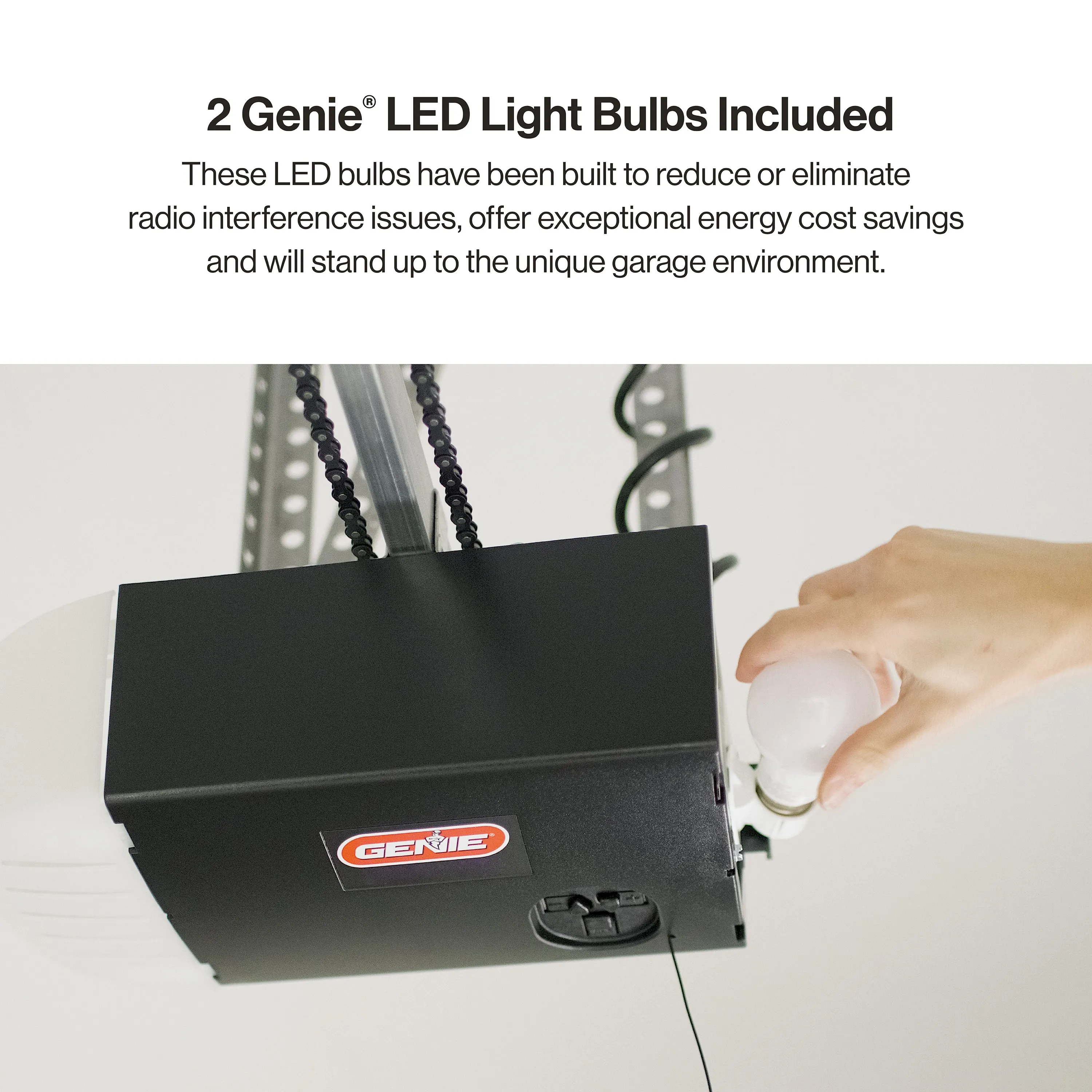Chain Glide Connect Essentials- 1/2 HPc Durable Chain Drive Smart Garage Door Opener with LED Lights Included