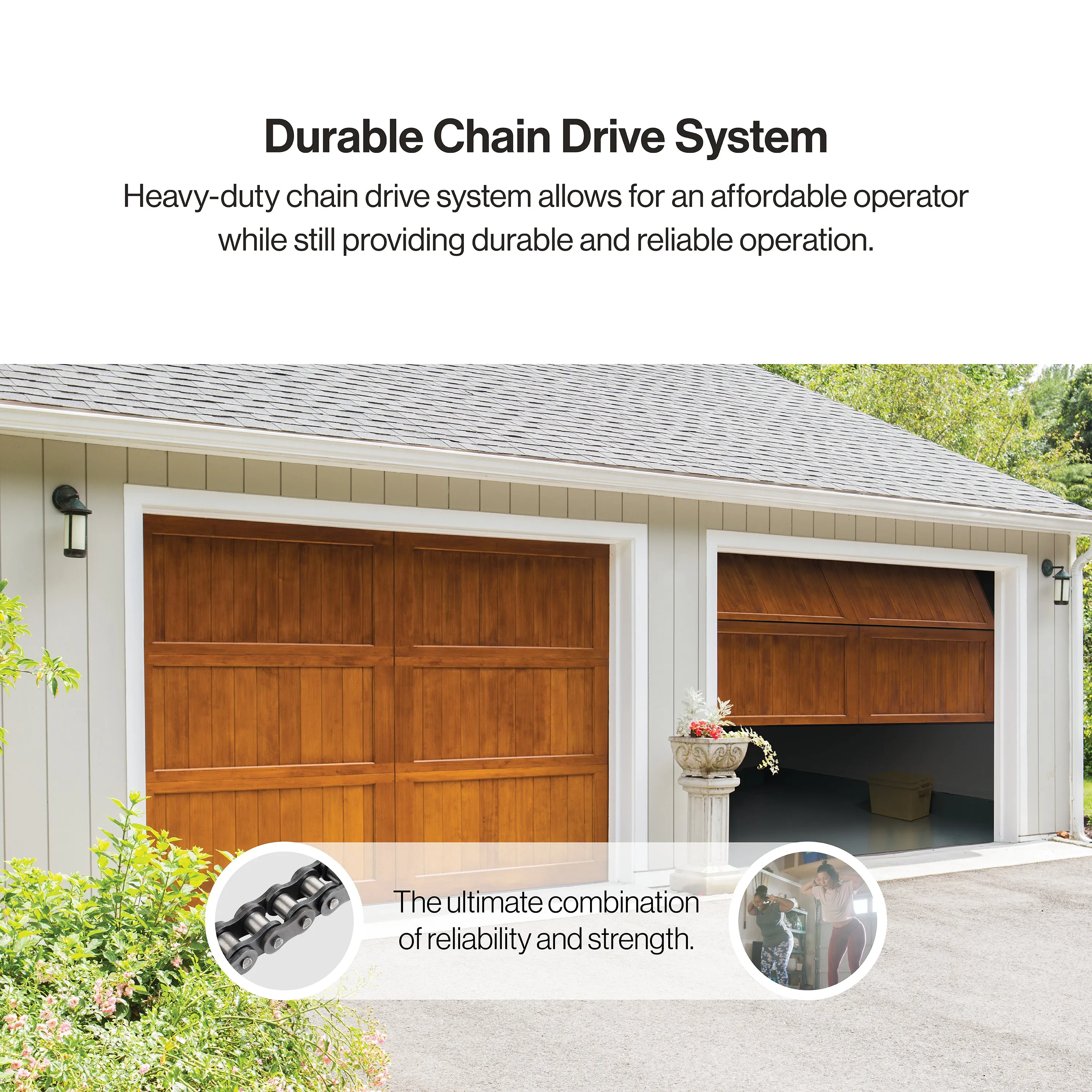 Chain Glide Connect Essentials- 1/2 HPc Durable Chain Drive Smart Garage Door Opener with LED Lights Included
