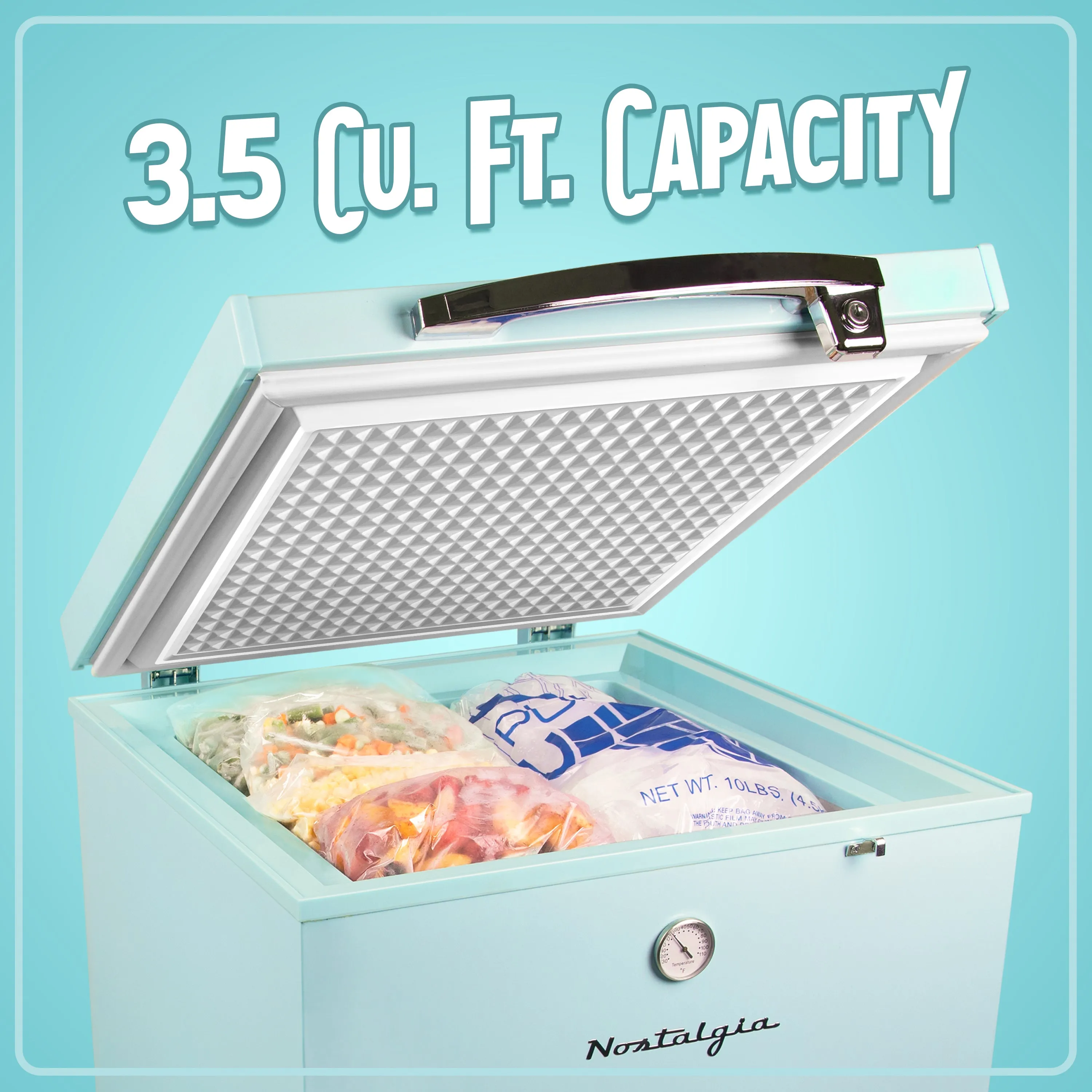 Classic Retro 3.5 Cu.Ft. Refrigerator & Chest Freezer, Aqua