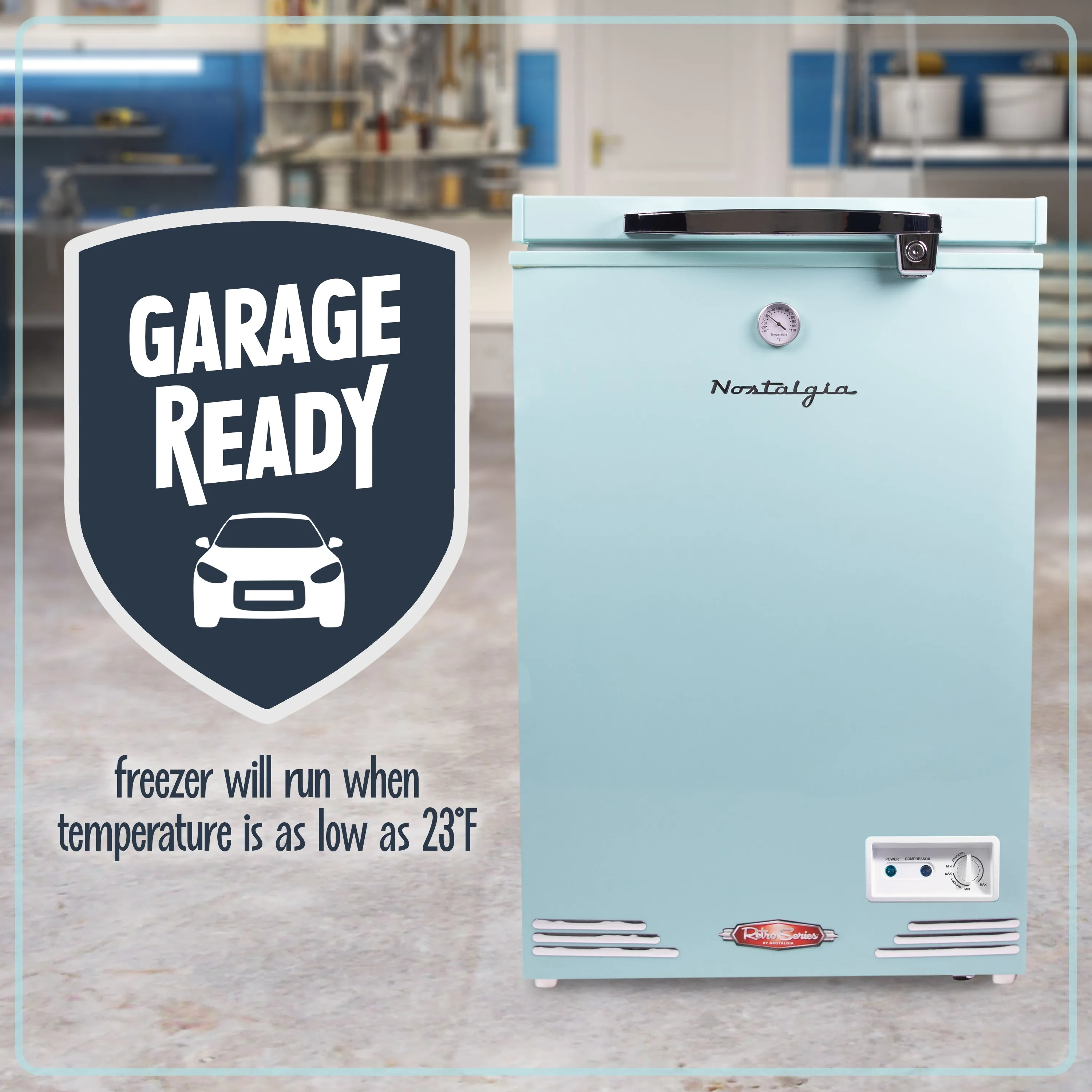 Classic Retro 3.5 Cu.Ft. Refrigerator & Chest Freezer, Aqua