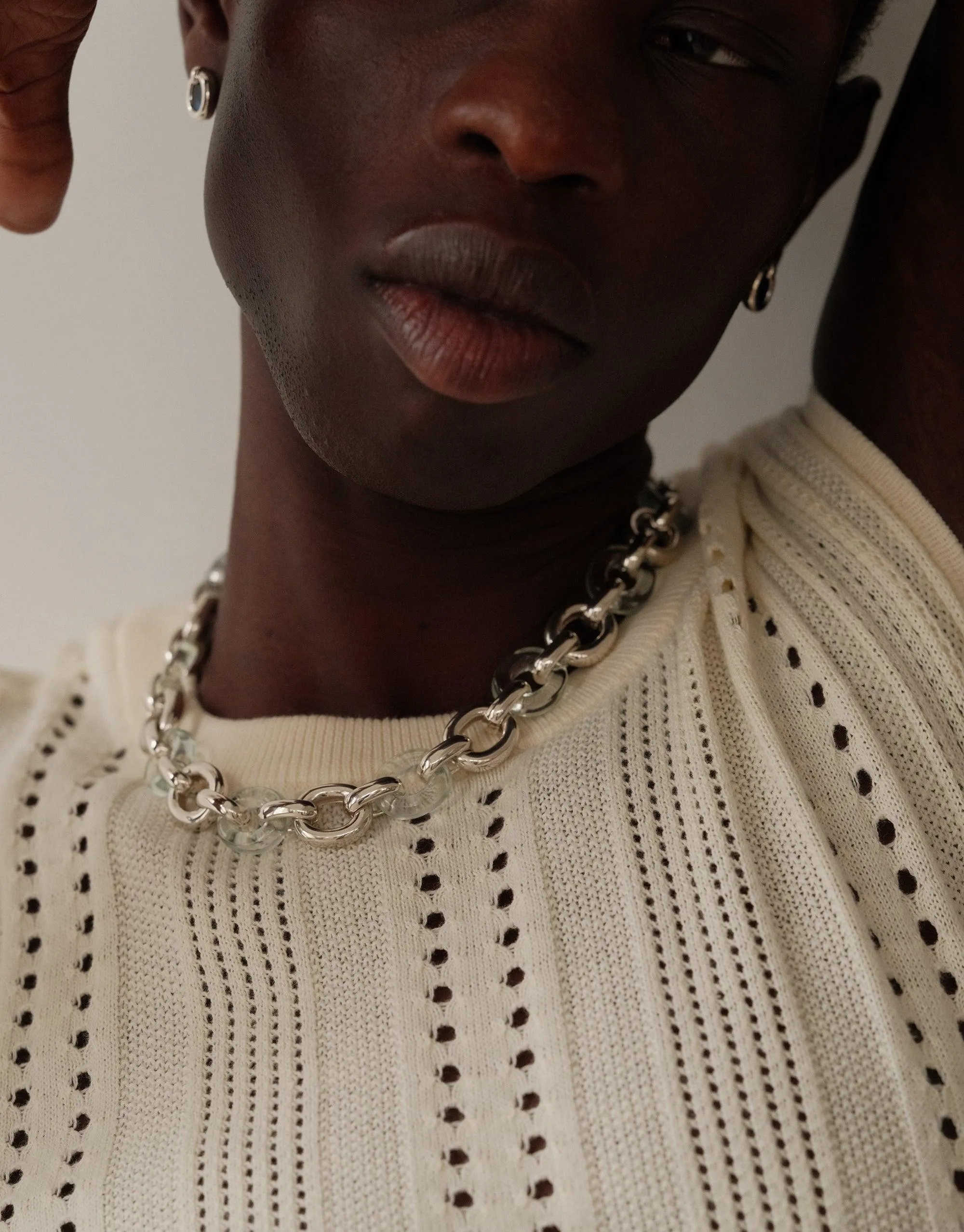 Connected Loop Necklace | Mixed Metal & Glass